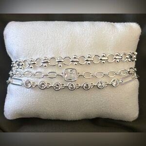 Silver Crystal Multi-Row Bracelet